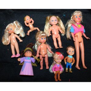 Barbie Sister Doll Lot Kelly Krissy Skipper Cowboy Cabbage Patch Kid Kore Katie